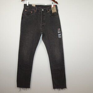 Levi's 501 Jeans Women's 31x32 Black Denim High Rise Straight Leg Raw Hem